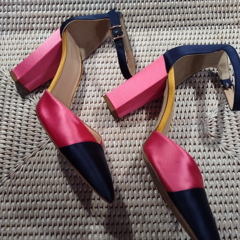 J.Crew Brooke - Italian Satin Colorblock Pointed-Toe Pumps - Picture 3 of 7